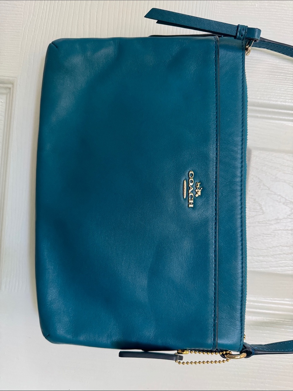 COACH Teal Leather Crossbody Bag with Gold Hardware